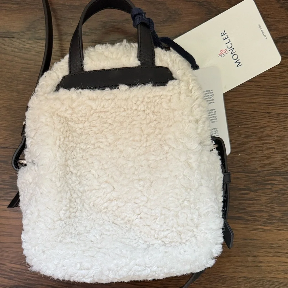Moncler Kilia Black and White Shearling Crossbody Bag - Picture 7 of 7
